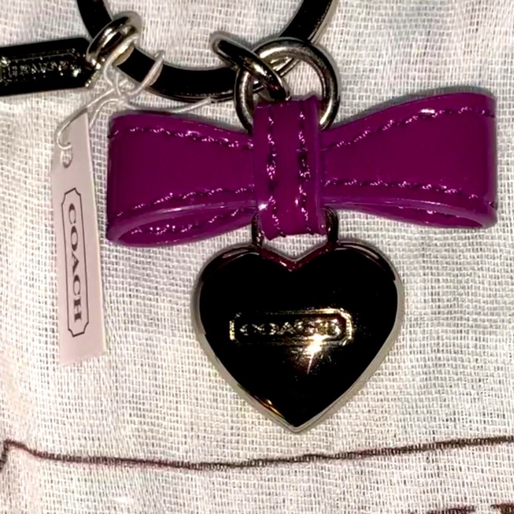Authentic Coach Heart Bow Key Chain